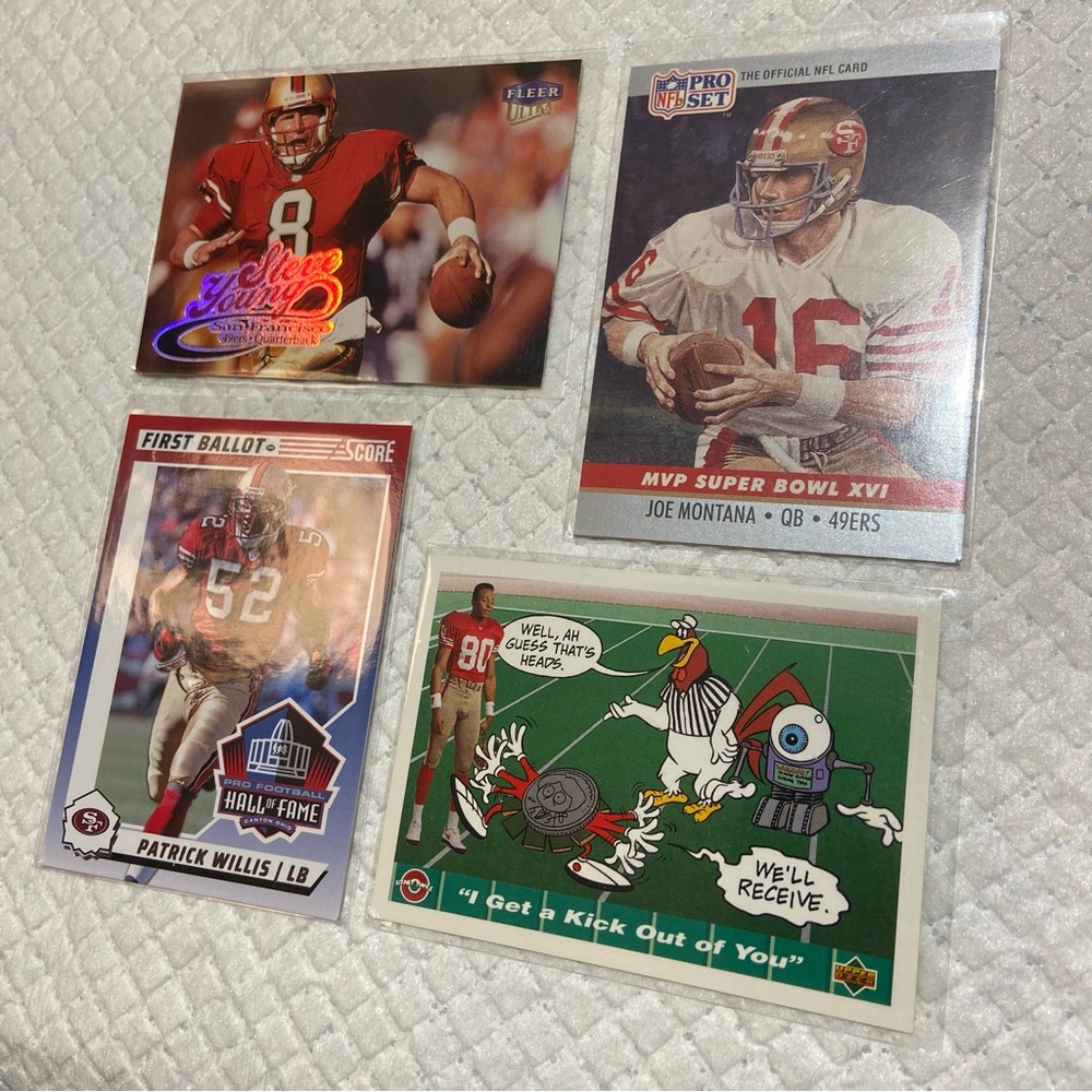 SAN FRANCISCO 49ERS Football Card Lot Of 4ea Joe Jerry Steve Patrick
